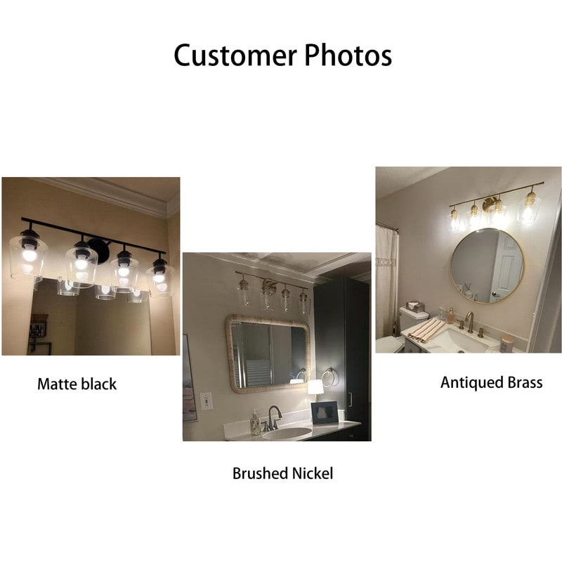 Lampada da bagno KAWOTI dimmerabile a 4 luci in metallo con paralume in vetro