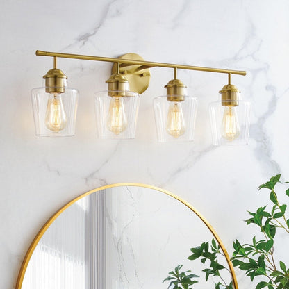 Lampada da bagno KAWOTI dimmerabile a 4 luci in metallo con paralume in vetro