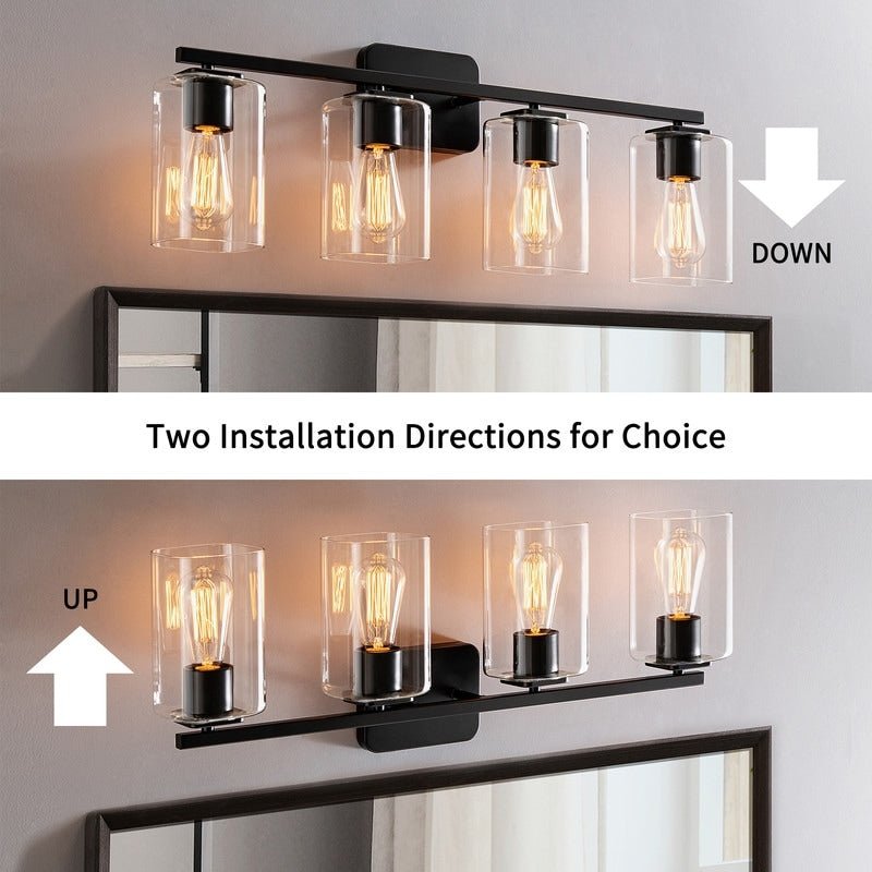 Lampada da bagno moderna KAWOTI da 29 pollici a 4 luci con paralumi in vetro trasparente