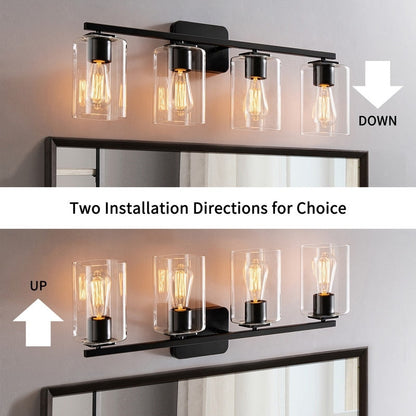 Lampada da bagno moderna KAWOTI da 29 pollici a 4 luci con paralumi in vetro trasparente