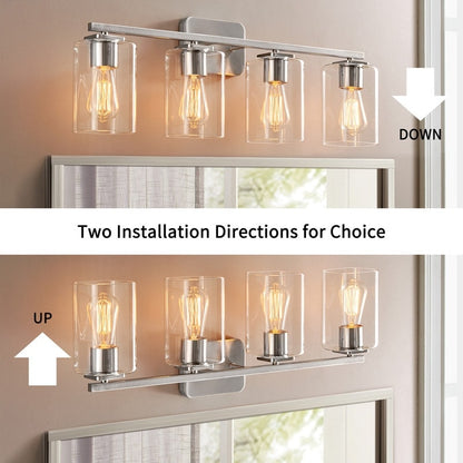 Lampada da bagno moderna KAWOTI da 29 pollici a 4 luci con paralumi in vetro trasparente