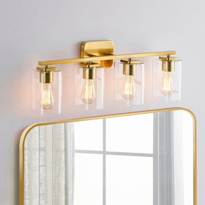 Lampada da bagno moderna KAWOTI da 29 pollici a 4 luci con paralumi in vetro trasparente