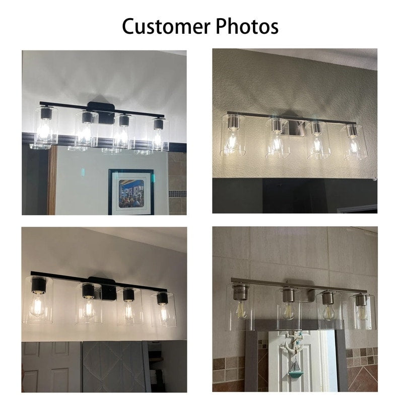 Lampada da bagno moderna KAWOTI da 29 pollici a 4 luci con paralumi in vetro trasparente