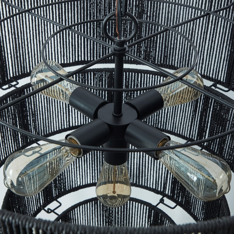 Lampada a sospensione bohémien KAWOTI, larghezza 26, 5 luci e 4 livelli