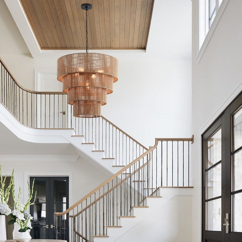 Lampada a sospensione bohémien KAWOTI, larghezza 26, 5 luci e 4 livelli