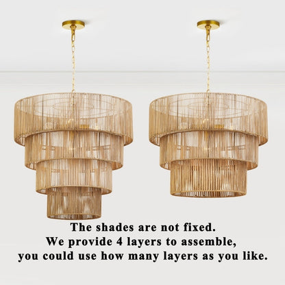 Lampada a sospensione bohémien KAWOTI, larghezza 26, 5 luci e 4 livelli