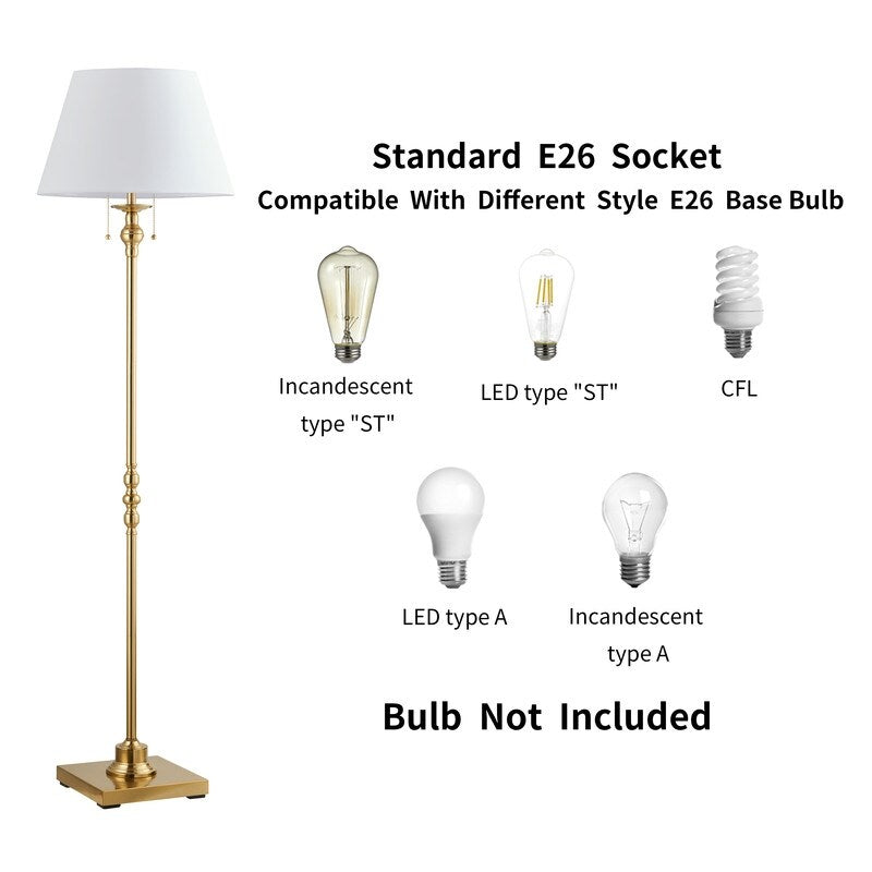 Lampada da terra KAWOTI da 60,5'' a 2 luci con paralume in tessuto Empire