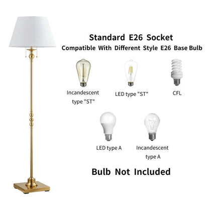 Lampada da terra KAWOTI da 60,5'' a 2 luci con paralume in tessuto Empire