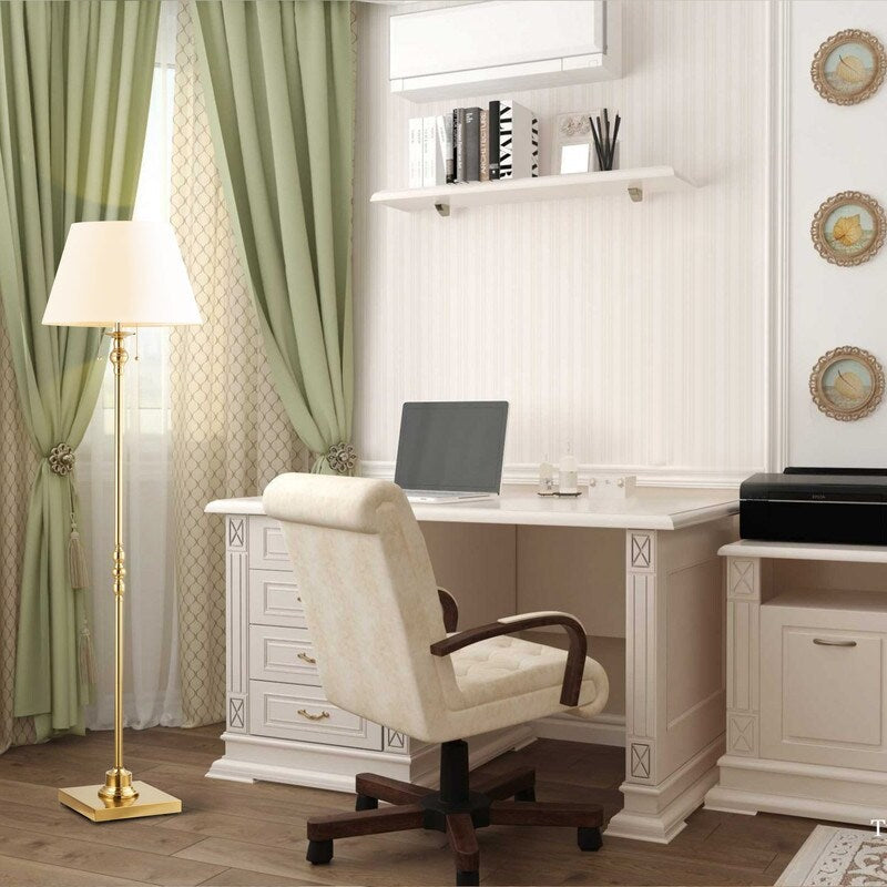 Lampada da terra KAWOTI da 60,5'' a 2 luci con paralume in tessuto Empire