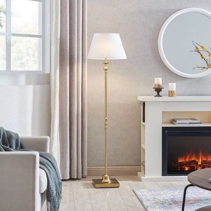 Lampada da terra KAWOTI da 60,5'' a 2 luci con paralume in tessuto Empire