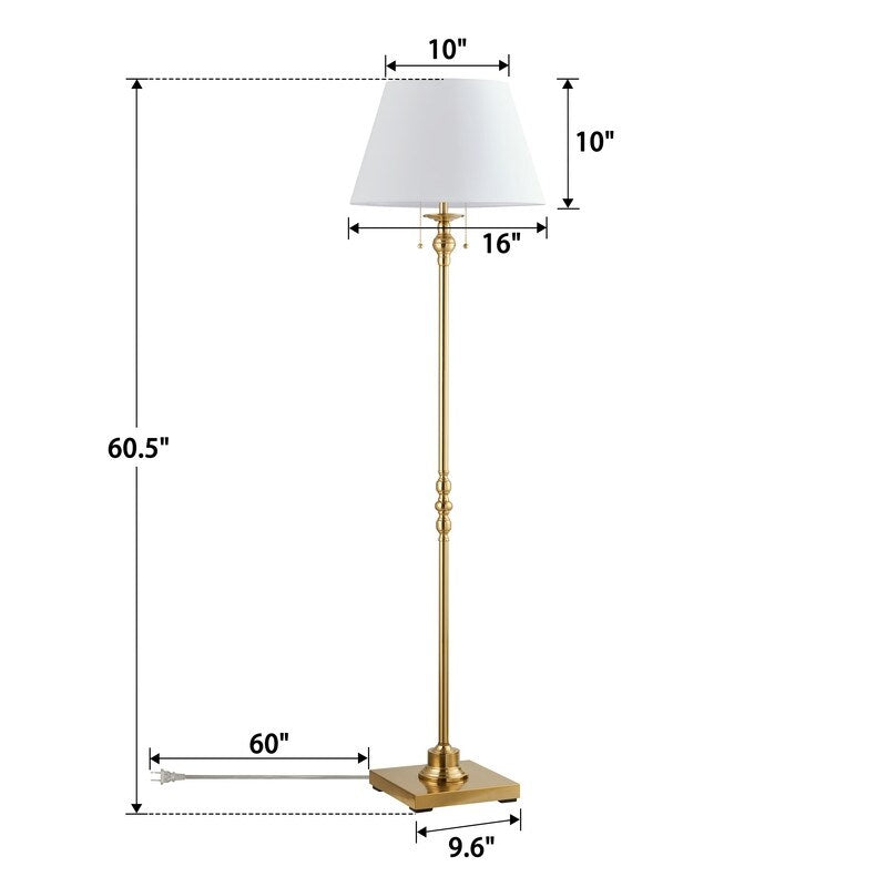Lampada da terra KAWOTI da 60,5'' a 2 luci con paralume in tessuto Empire