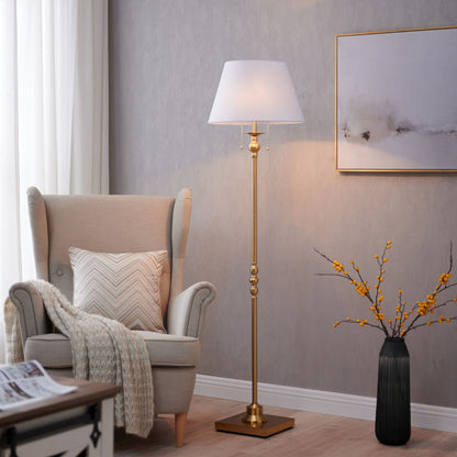 Lampada da terra KAWOTI da 60,5'' a 2 luci con paralume in tessuto Empire