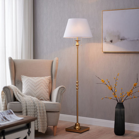 Lampada da terra KAWOTI da 60,5'' a 2 luci con paralume in tessuto Empire