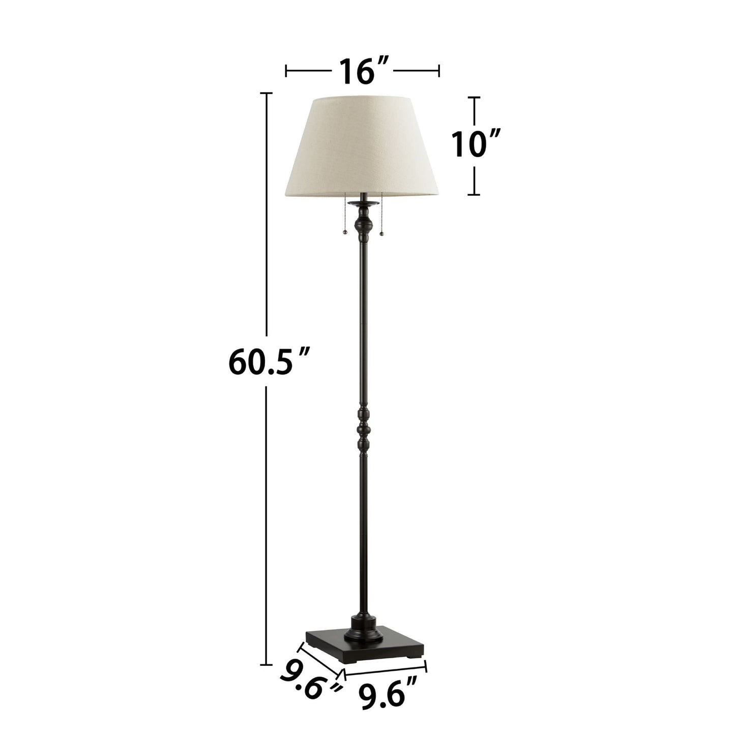 Lampada da terra KAWOTI da 60,5'' a 2 luci con paralume in tessuto Empire