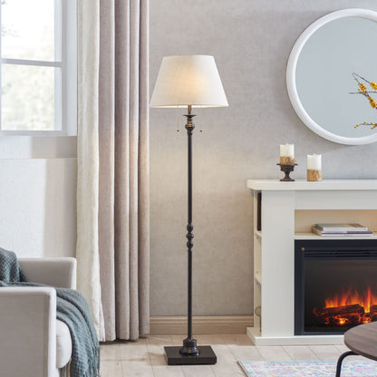 Lampada da terra KAWOTI da 60,5'' a 2 luci con paralume in tessuto Empire