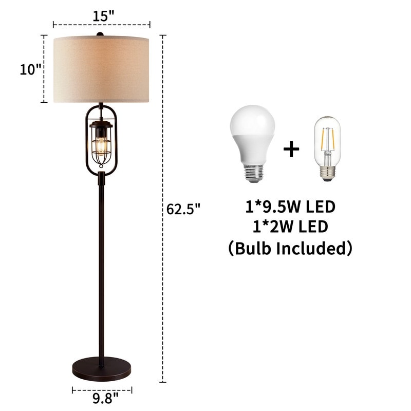 Lampada da terra standard in bronzo KAWOTI da 62,5 pollici con luce notturna