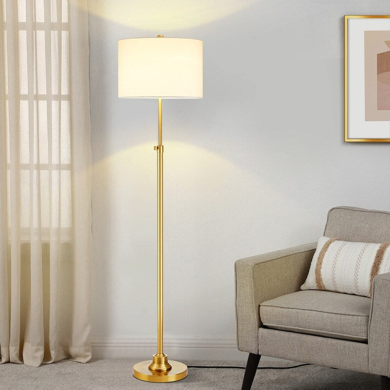 Lampada da terra orientabile standard KAWOTI 63.5 con paralume in tessuto e lino