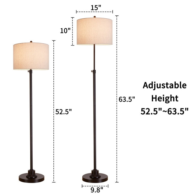 Lampada da terra orientabile standard KAWOTI 63.5 con paralume in tessuto e lino