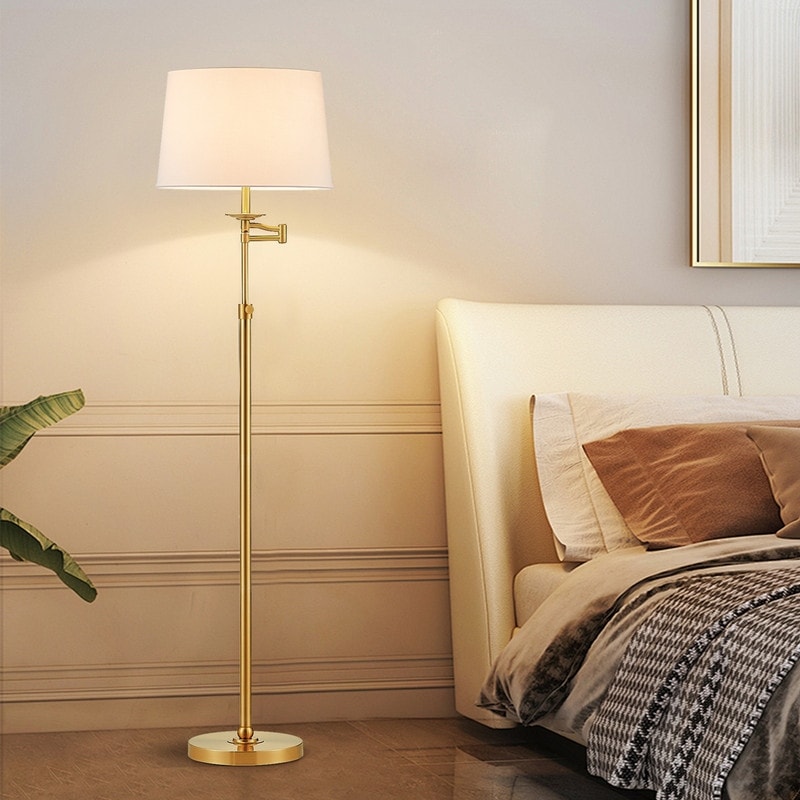 Lampada da terra con braccio oscillante regolabile in altezza KAWOTI da 64,5 pollici con paralume