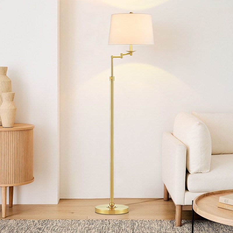 Lampada da terra con braccio oscillante regolabile in altezza KAWOTI da 64,5 pollici con paralume