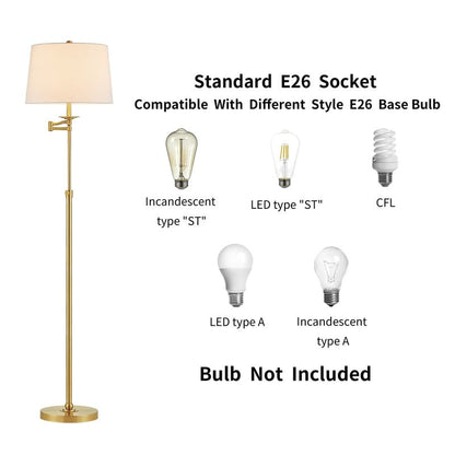 Lampada da terra con braccio oscillante regolabile in altezza KAWOTI da 64,5 pollici con paralume