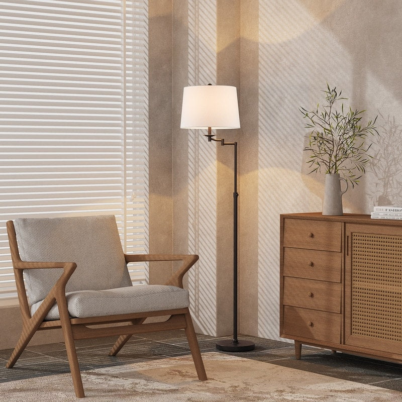 Lampada da terra con braccio oscillante regolabile in altezza KAWOTI da 64,5 pollici con paralume