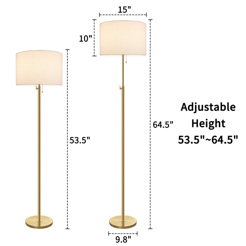 Lampada da terra moderna regolabile KAWOTI da 65 pollici con paralume a tamburo bianco