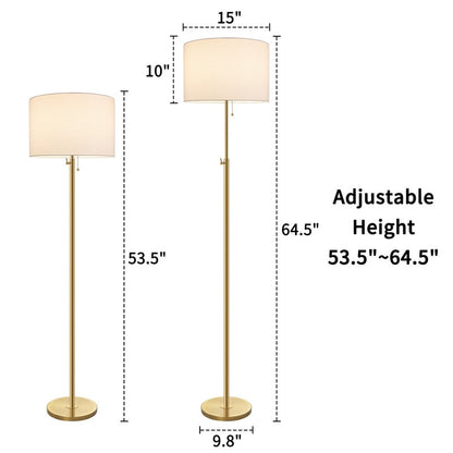 Lampada da terra moderna regolabile KAWOTI da 65 pollici con paralume a tamburo bianco
