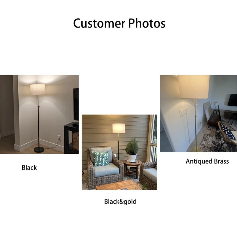 Lampada da terra moderna regolabile KAWOTI da 65 pollici con paralume a tamburo bianco