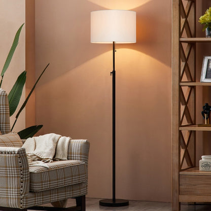 Lampada da terra moderna regolabile KAWOTI da 65 pollici con paralume a tamburo bianco