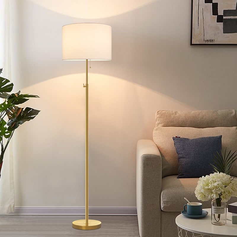 Lampada da terra moderna regolabile KAWOTI da 65 pollici con paralume a tamburo bianco