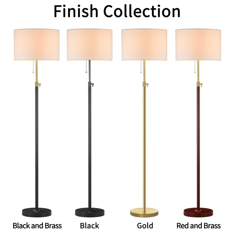 Lampada da terra moderna regolabile KAWOTI da 65 pollici con paralume a tamburo bianco