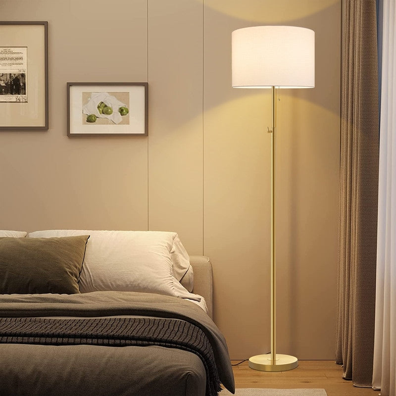 Lampada da terra moderna regolabile KAWOTI da 65 pollici con paralume a tamburo bianco