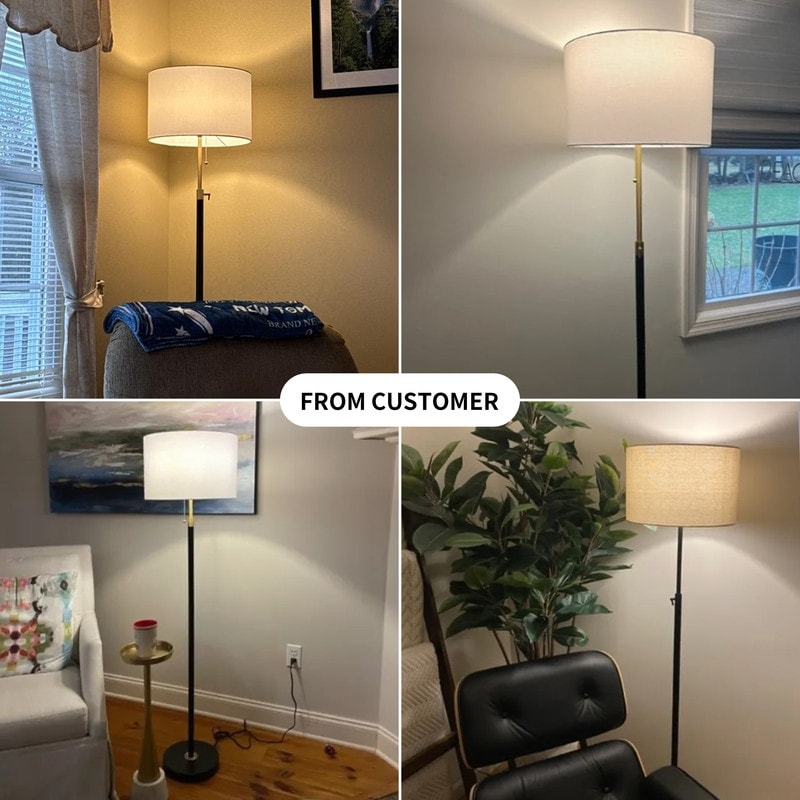 Lampada da terra moderna regolabile KAWOTI da 65 pollici con paralume a tamburo bianco