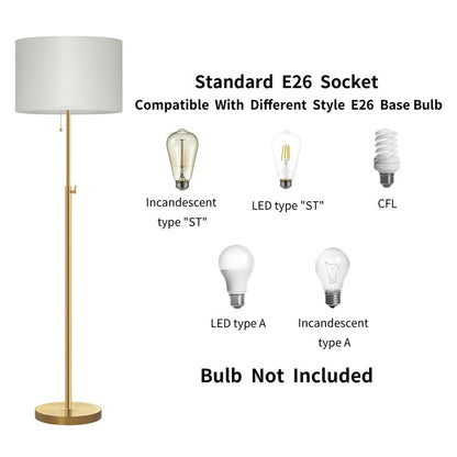Lampada da terra moderna regolabile KAWOTI da 65 pollici con paralume a tamburo bianco