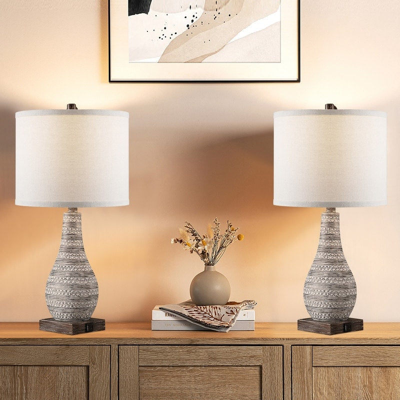 Set di lampade da tavolo KAWOTI con controllo touch e porte USB (set da 2)