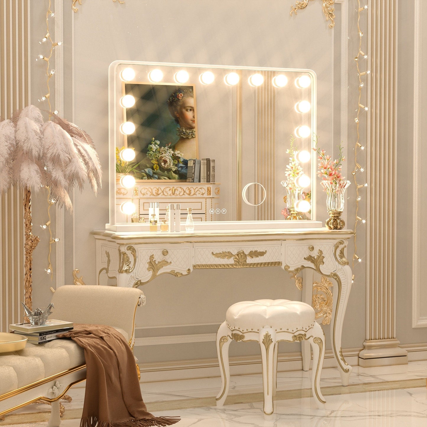 Specchio da trucco LED Keonjinn Hollywood con 15/18 luci LED