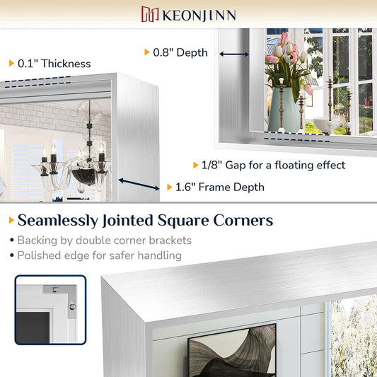 Specchio da parete per bagno moderno con cornice in metallo KEONJINN