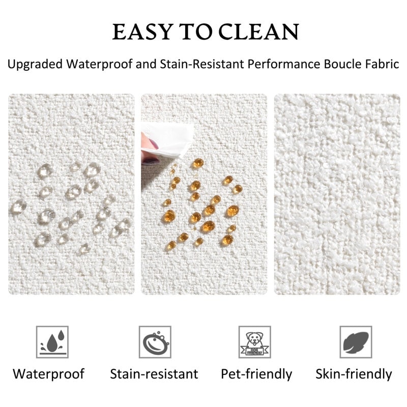 Divano a due posti imbottito in tessuto Boucle KINWELL con cuscini