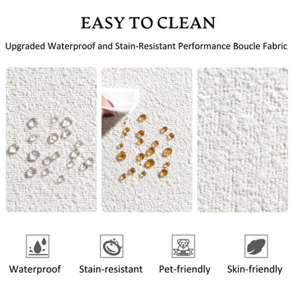 Divano a due posti imbottito in tessuto Boucle KINWELL con cuscini