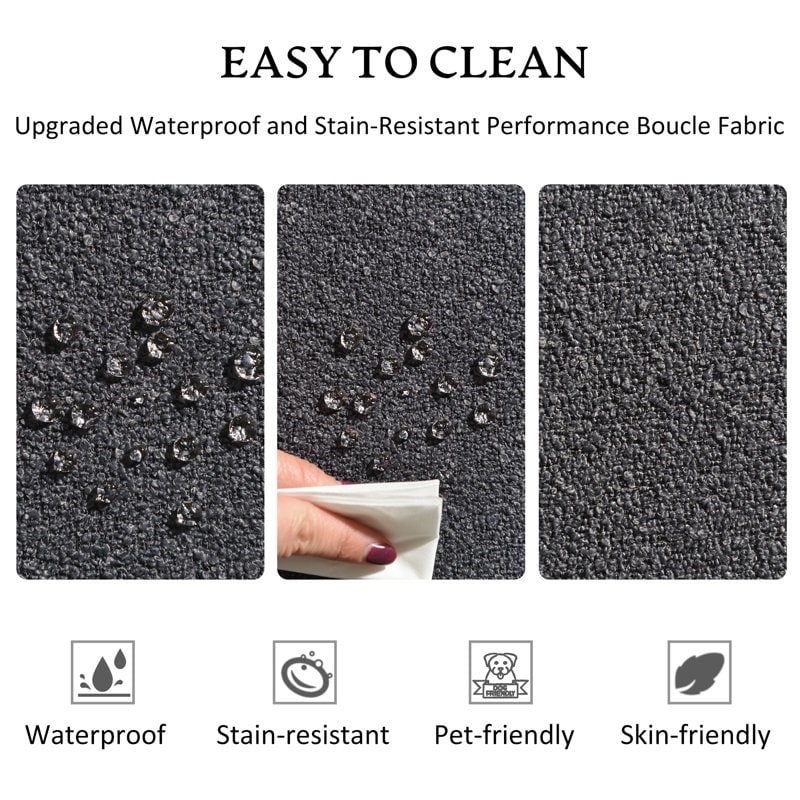 Divano a due posti imbottito in tessuto Boucle KINWELL con cuscini