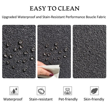 Divano a due posti imbottito in tessuto Boucle KINWELL con cuscini