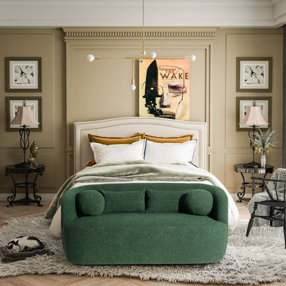 Divano a due posti imbottito in tessuto Boucle KINWELL con cuscini