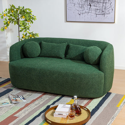 Divano a due posti imbottito in tessuto Boucle KINWELL con cuscini