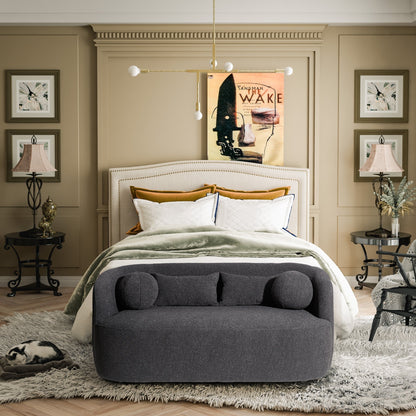 Divano a due posti imbottito in tessuto Boucle KINWELL con cuscini