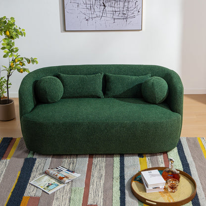 Divano a due posti imbottito in tessuto Boucle KINWELL con cuscini