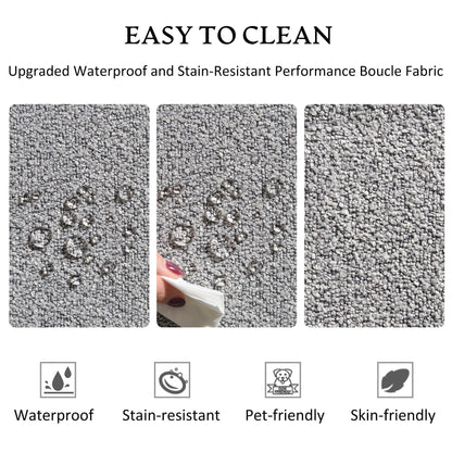 Divano a due posti imbottito in tessuto Boucle KINWELL con cuscini