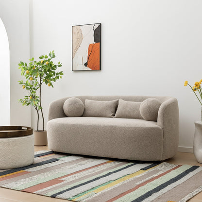 Divano a due posti imbottito in tessuto Boucle KINWELL con cuscini