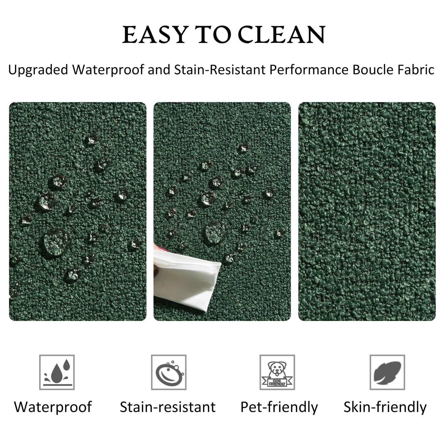 Divano a due posti imbottito in tessuto Boucle KINWELL con cuscini