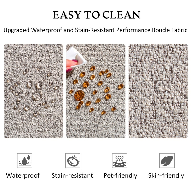 Divano a due posti imbottito in tessuto Boucle KINWELL con cuscini